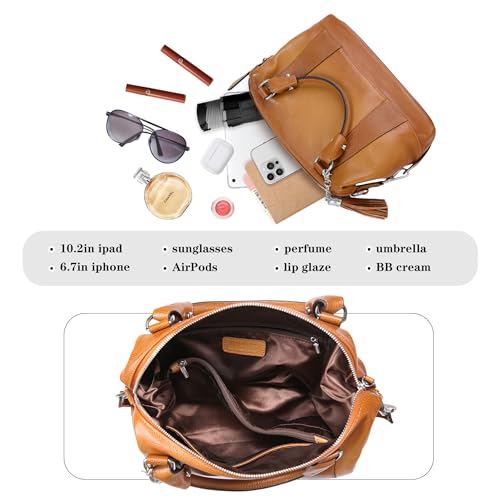 HESHE Womens Genuine Leather Handbags Purse Crossbody Satchel Tote Bags Ladies Real Leather Bags