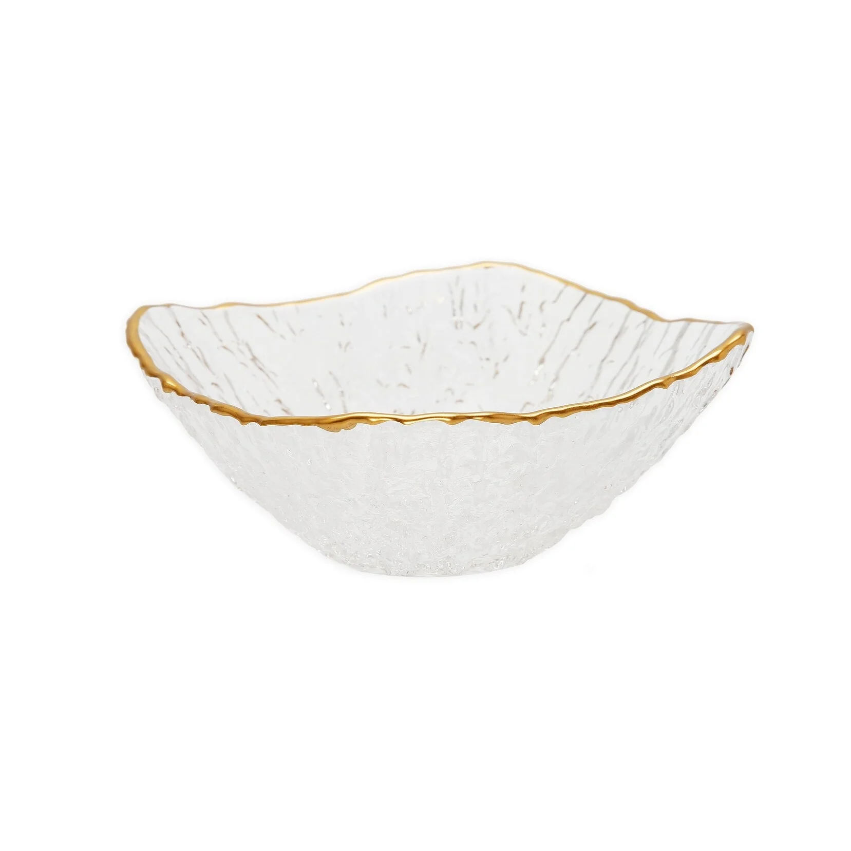 Classic Touch Set of 4 Glass Square Soup Bowls with Gold Rim - 6