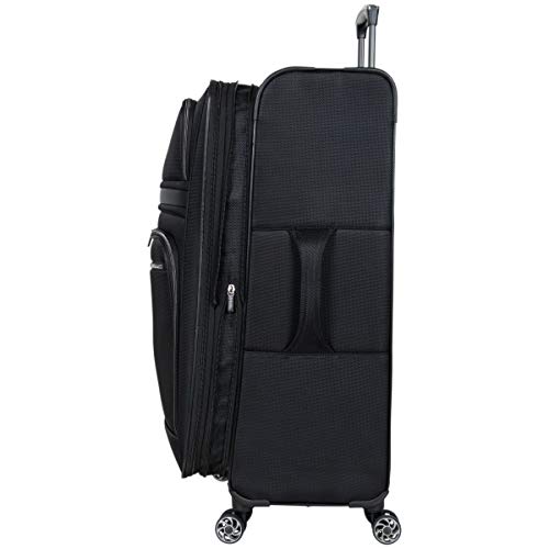 Kenneth Cole REACTION Rugged Roamer Lightweight Softside Expandable 8-Wheel Spinner Luggage, Black, 20-Inch Carry-On