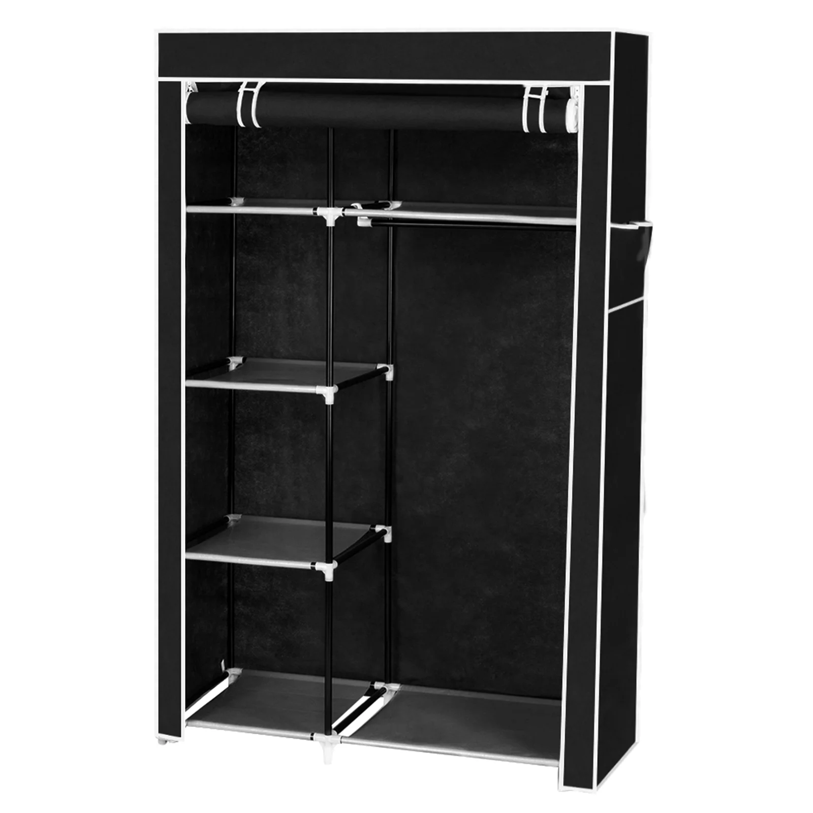 Portable Closet,DFITO 64-Inch Portable Wardrobe, Non-Woven Fabric, Stable and Easy Assembly Grey Portable Closets for Hanging Clothes,Black