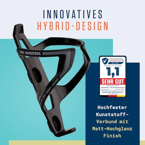 Alphatrail Bike Bottle Cage Max I Lifetime Anti-Breakage Guarantee 36g Lightweight Design I Incl. Fixing Screws I Compatible with Cube, SKS, Elite and Other Drinking Bottles