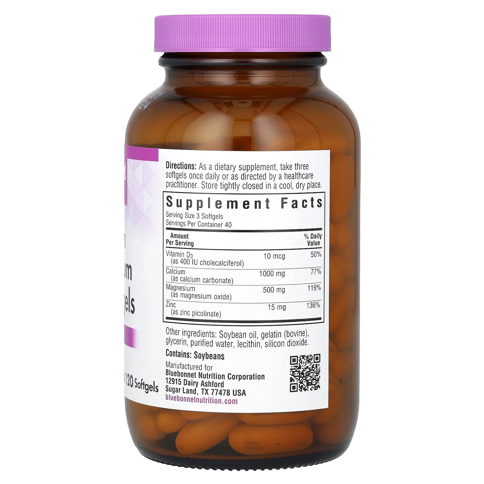 Bluebonnet Nutrition Calcium Magnesium Zinc, 120 Softgels