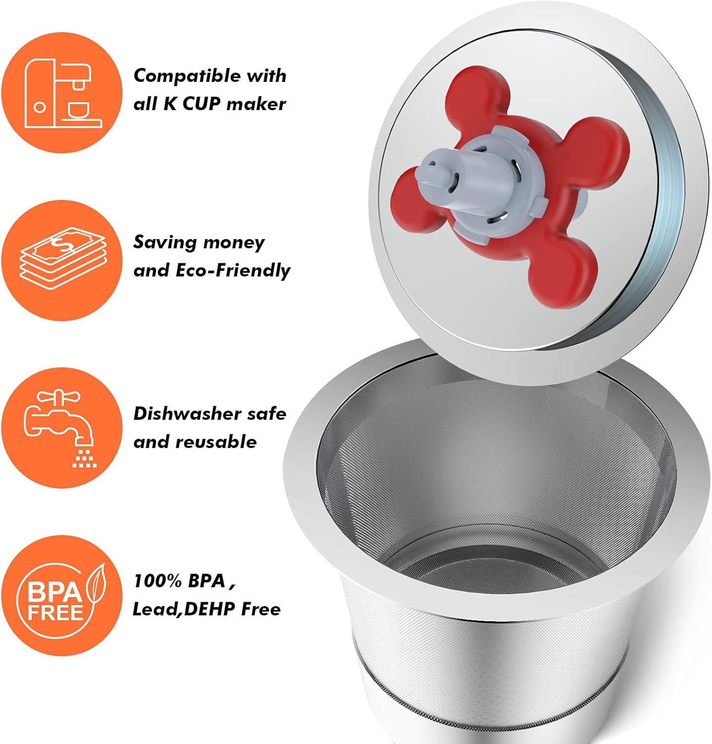 Reusable K Cup - Reusable Single Serve Coffee Filter Cup -Compatible with K Supreme and K Supreme Plus coffee maker brewers (1pack)