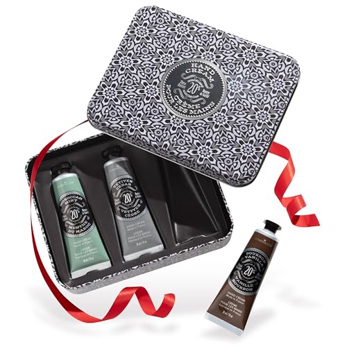 La Chatelaine French Hand Cream Trio Tin, Holiday Gift Set, Hand Lotion for Women, Made in France with 20% Organic Shea Butter (Lavender, Lychee Bilberry & Lemon Verbena or Citrus Fizz) 3 x 1 fl oz