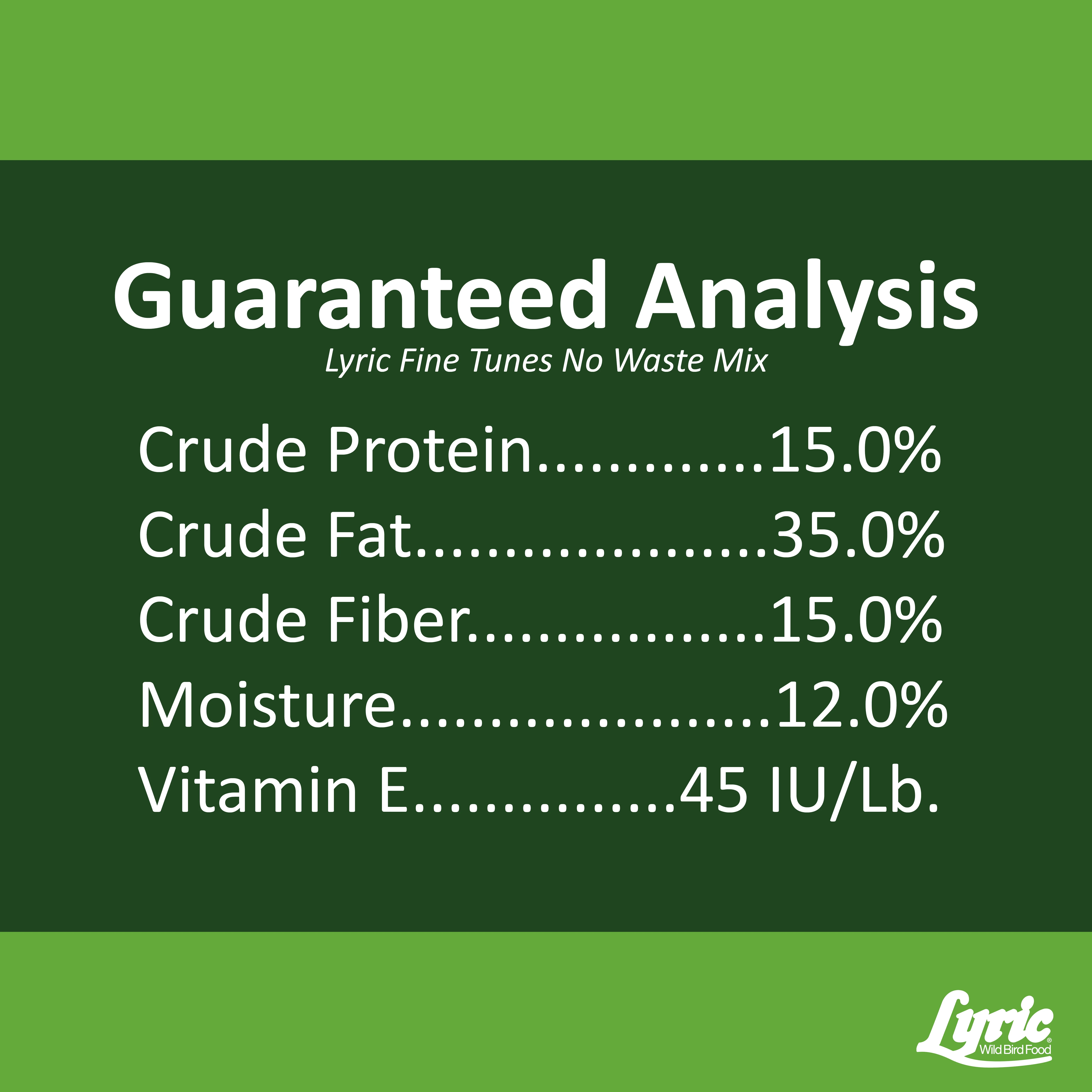 Lyric Fine Tunes Wild Bird Seed - No Waste Bird Food Mix - 15 lb. Bag