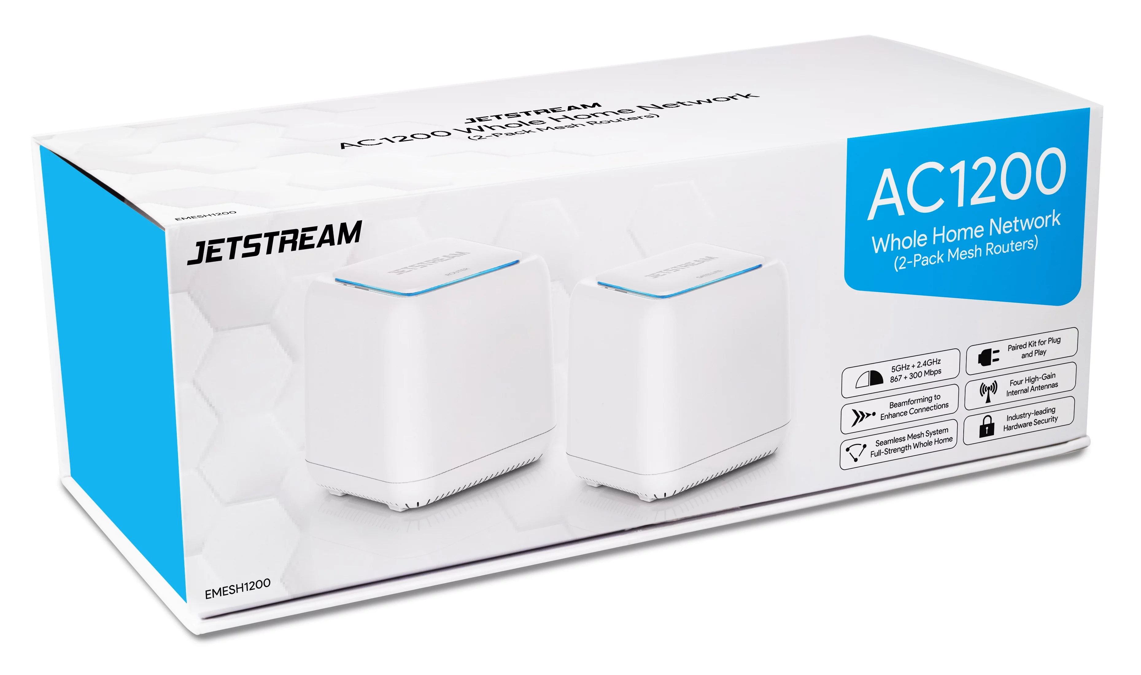 Jetstream AC1200 Whole Home WiFi Mesh Routers 2-Pack, Up to 4,000 Square Feet, 802.11ac (EMESH1200) - Walmart Exclusive!