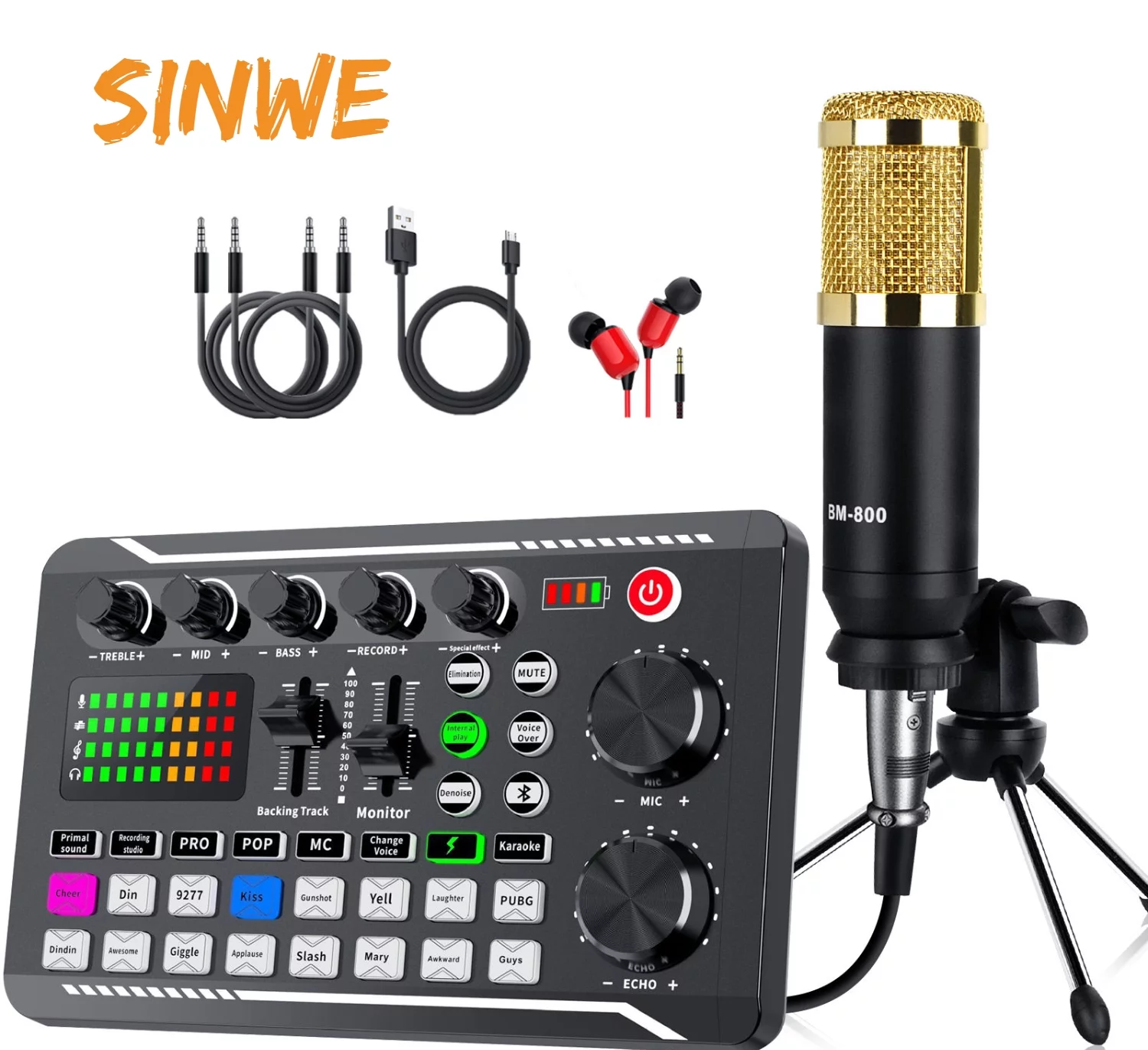 [2023 Version]Podcast Equipment Bundle, SINWE Condenser Microphone with Tripod Stand and Professional Audio Mixer for Studio Recording Vocals, Voice Overs, Streaming Broadcast and YouTube Videos
