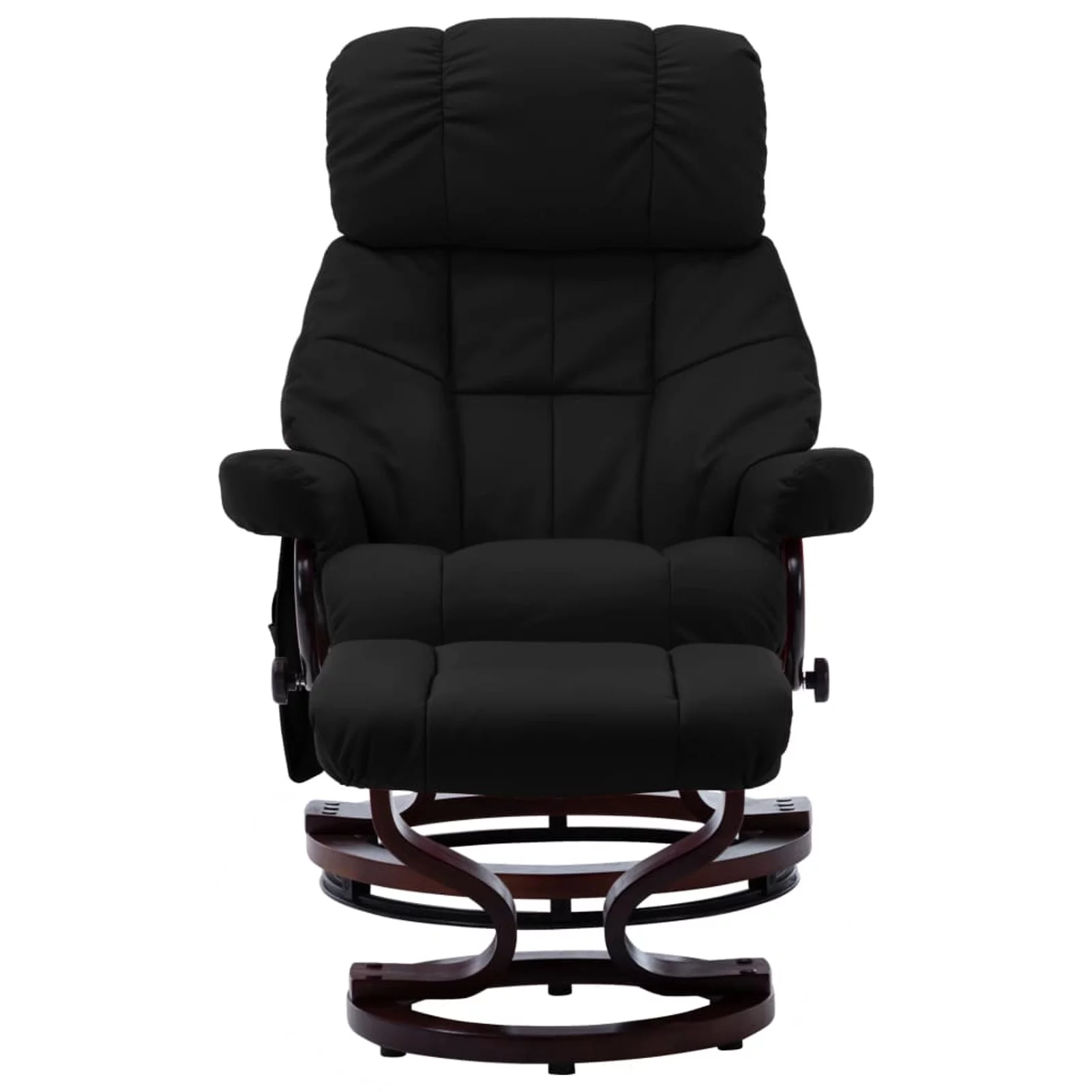 Aibecy Massage Recliner with Ottoman Black Faux Leather and Bentwood