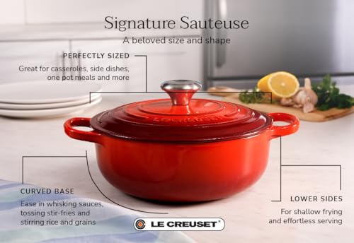 Le Creuset Enameled Cast Iron Signature Sauteuse Oven, 3.5 qt., Cerise