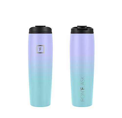 IRON °FLASK Nomad Tumbler - 2 Lids Straw/Flip, Vacuum Insulated Stainless Steel Bottle, Double Walled, Drinking Cup, Thermo Coffee Travel Mug, Water - Blue Waves, 16 Oz