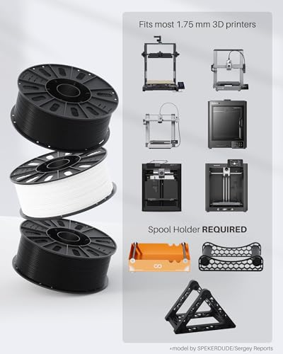 ELEGOO PLA Filament 1.75mm Bundle 4KG, 3D Printer Filament Dimensional Accuracy +/- 0.02mm, 4pcs 1kg Spool(2.2lbs) Fit Most FDM 3D Printers (Black, White, Dark Blue, True Red)