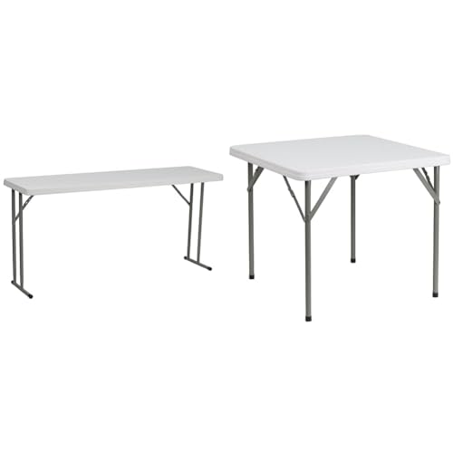 Flash Furniture Kathryn 5' Plastic Folding Training and Event Table, Rectangular Folding Training Table with 330-lb. Static Weight Capacity, White