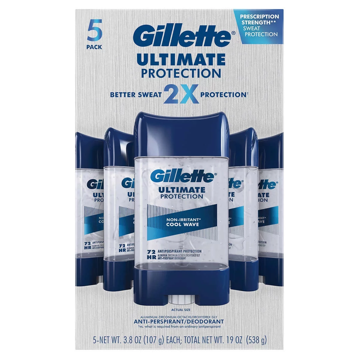 Gillette Ultimate Protection 6-in-1 Antiperspirant, 3.8 oz, 5-Pack