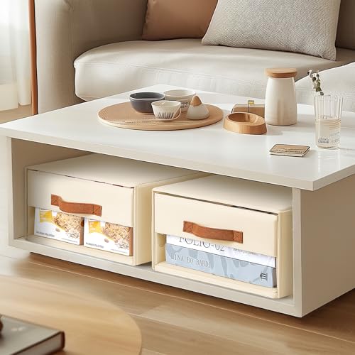 DIMJ Closet Organizers and Storage - Fabric Bins with Drawers for Closet Foldable Clothes Organizers with Clear Window, Stackable Storage Drawers Units for Bedroom, Living Room, 4-Pack, Grey