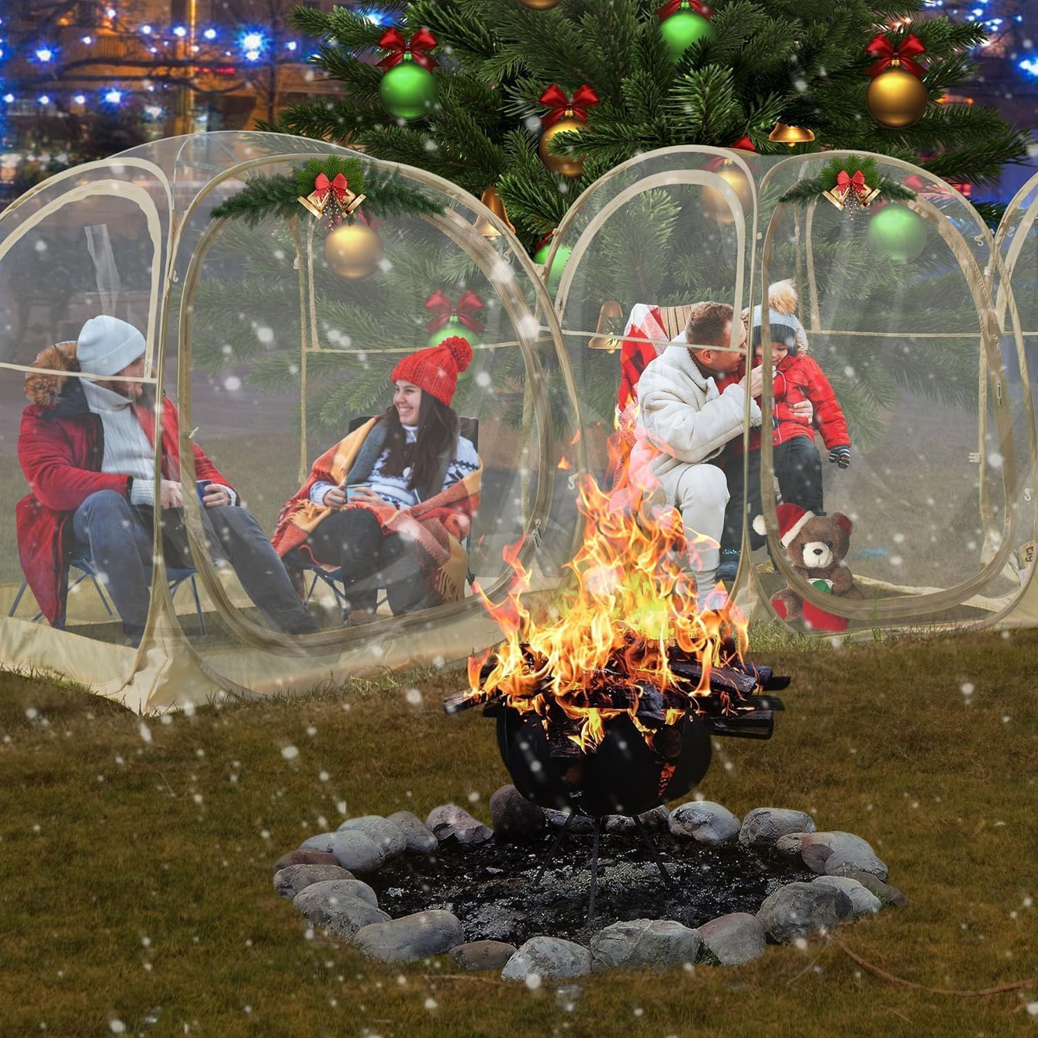 EighteenTek Pod All Weather Sports Tent - Instant Tent Shelter - Outdoor Bubble Tent 1-6 Person - Rain Tent Camping Sun Shelter Pop Up - Clear, Patent Pending Protected Design