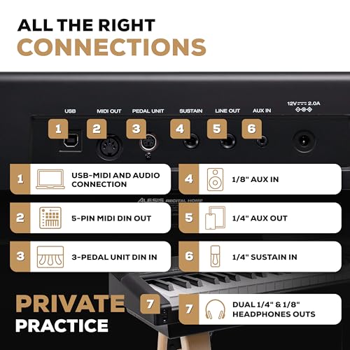 Alesis Recital Home Digital Piano with 88 Hammer Action Weighted Keys, Stand, Pedals and Lessons, Turquoise