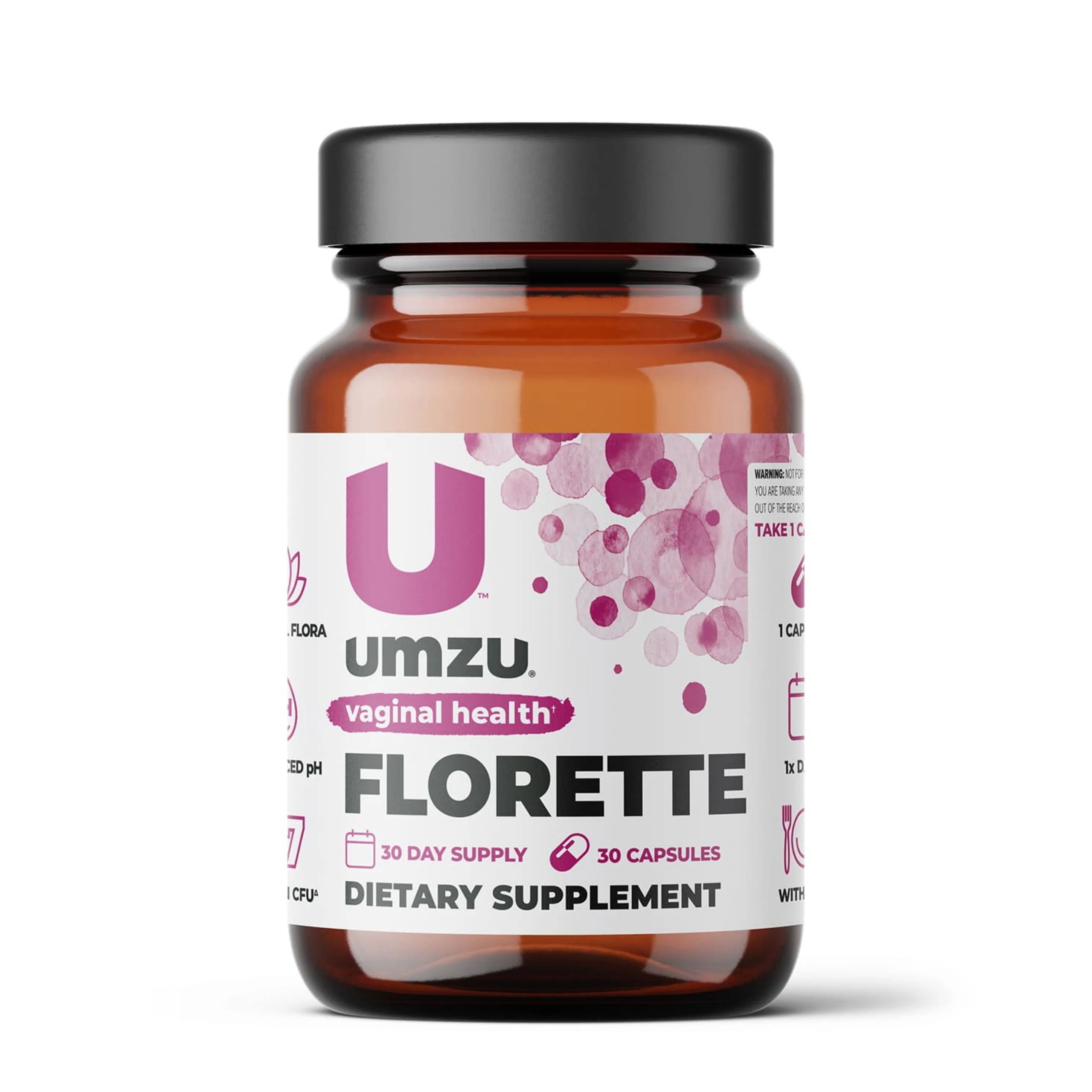 UMZU Florette - Vaginal & Urinary Tract Health Supplement to Support Vaginal pH, Cranberry Fruit Extract, Advanced Probiotic, Shelf Stable - (30 Day Supply 30 Capsules)