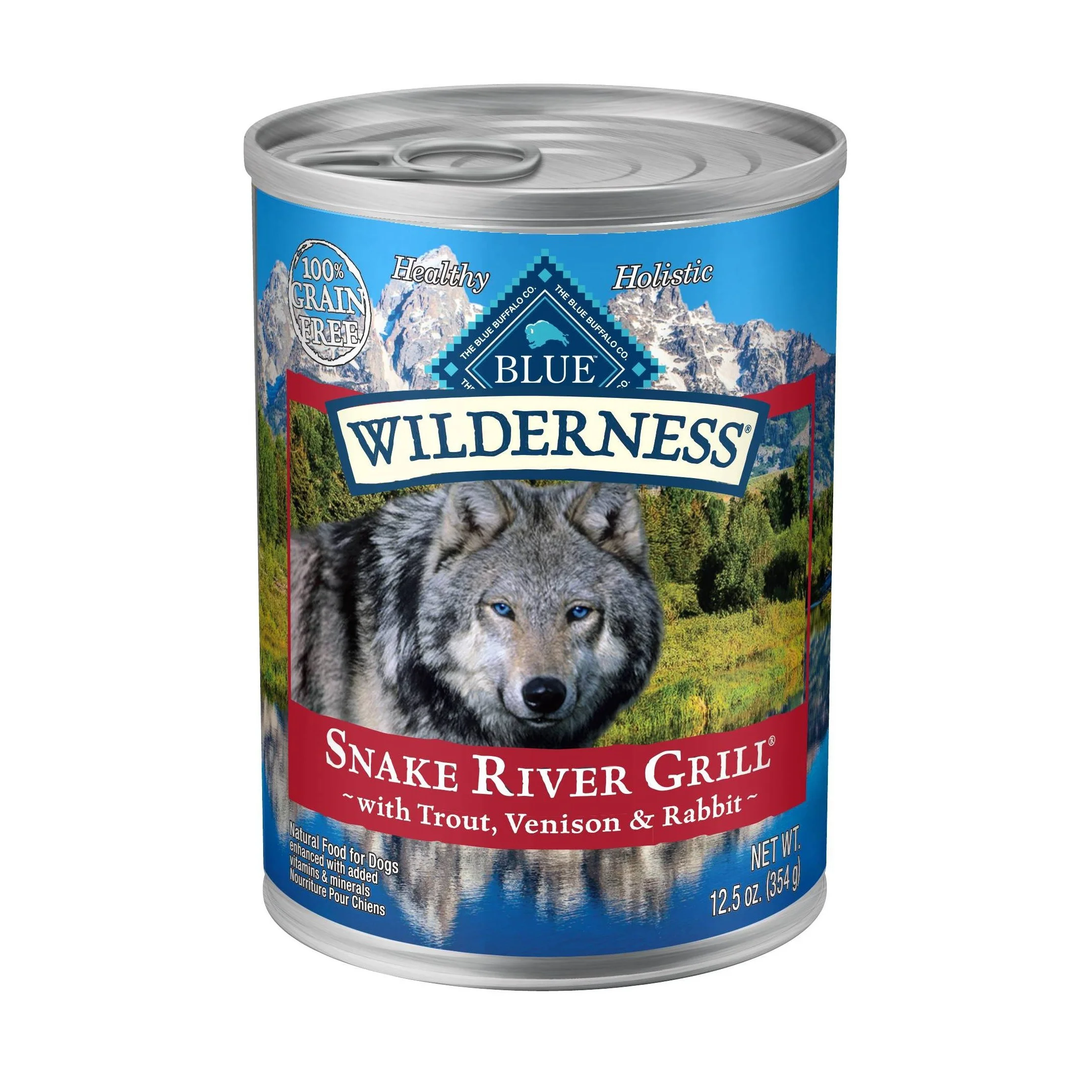 Wilderness Grain Free Wet Dog Food Snake River Grill with Trout Fish, Venison & Rabbit - 12.5oz/12ct Pack