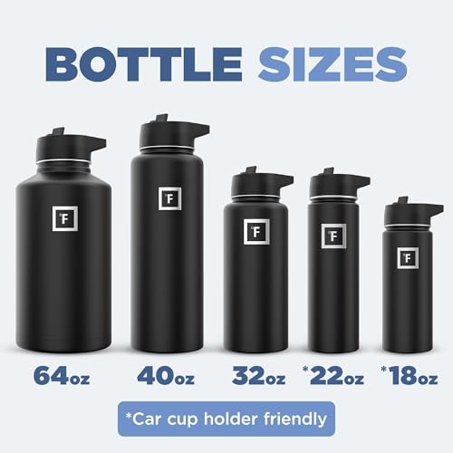 IRON °FLASK Camping & Hiking Hydration Flask with 3 Lids - Stainless Steel, Double Walled & Vacuum Insulated Water Bottle - Leak Proof & BPA Free 32 Oz