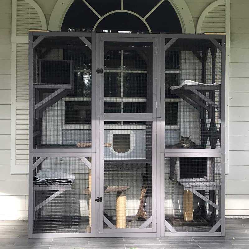 Gutinneen Catio Large Cat House Outdoor Walk in Outdoor Cat Enclosure Indoor Cage Kitty Condo Playpen with Door - Pet Supplies online store