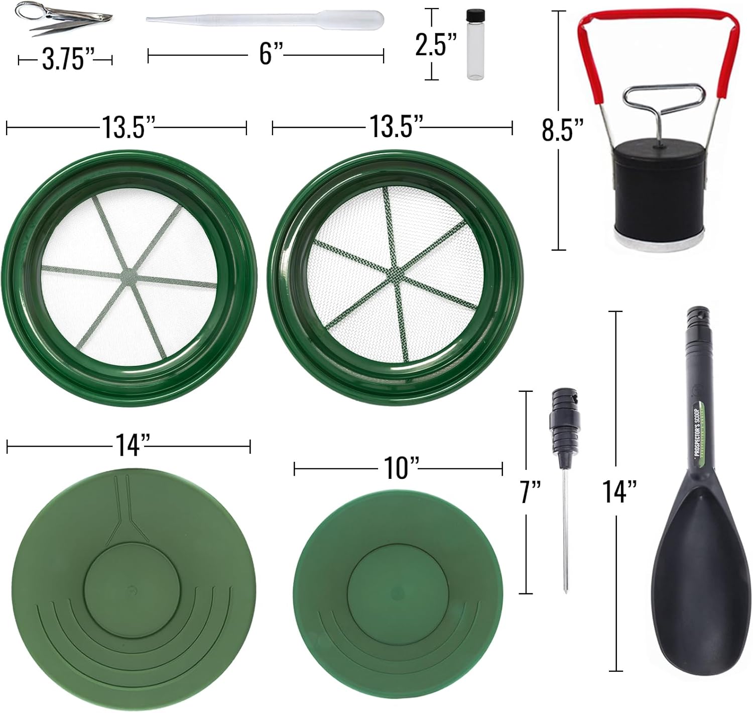 ASR Outdoor Aluminum Sluice Box for Gold Panning Kit Classifier Set 15pc