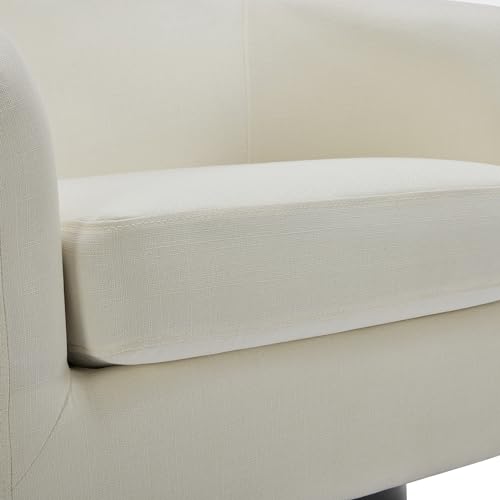 UIXE 360° Swivel Barrel Accent Chair Upholstered Armchair, Modern Round Club Arm Chair Living Room Single Sofa Seating Bedroom Side Reading Seat in Fabric, Flax Khaki