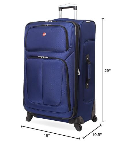 SwissGear Sion Softside Expandable Luggage, Black, Checked-Large 29-Inch
