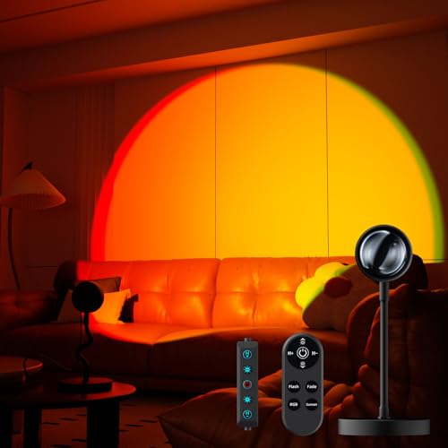 Sunset Lamp Projector with APP Control, Remote Control and Button Switch, Multicolor Changing LED Projection Lamp 360 Degree Rotation Sunlight for Bedroom/Photography/Party/Tiktok Live/Room Decor