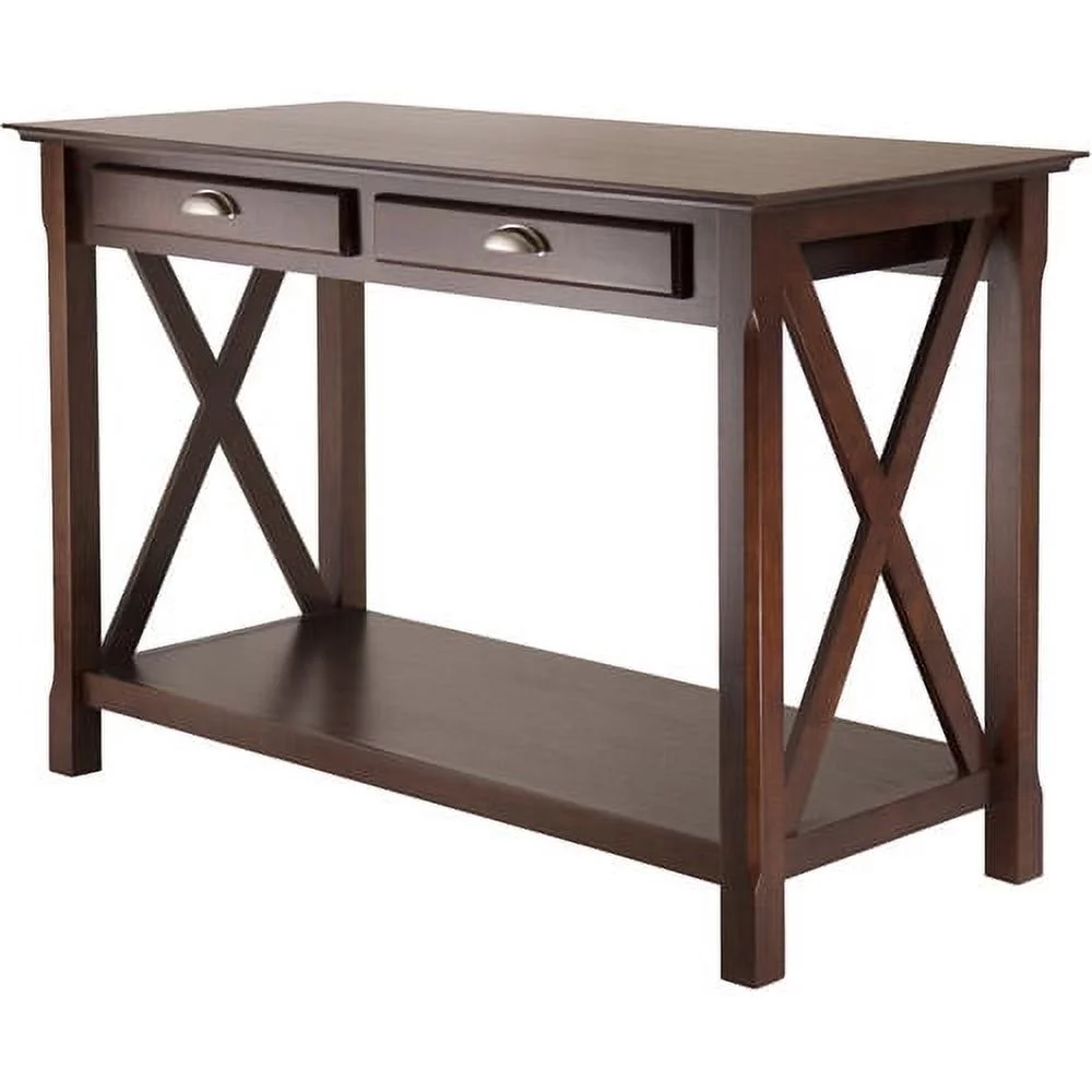 Winsome Wood Xola X Panel Console Table with Drawers, Cappuccino