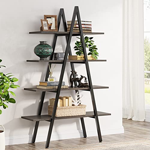 Tribesigns 4-Tier Bookshelf, A-Shaped Bookcase 4 Shelves Industrial Ladder Shelf Open Display Shelves Book Storage Organizer for Living Room, Home Office