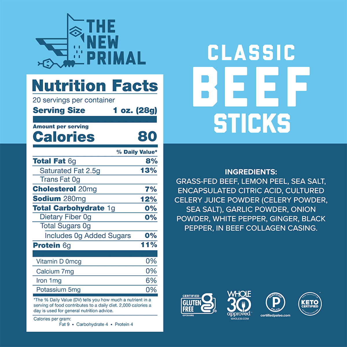 The New Primal Original Beef Stick, 1 oz