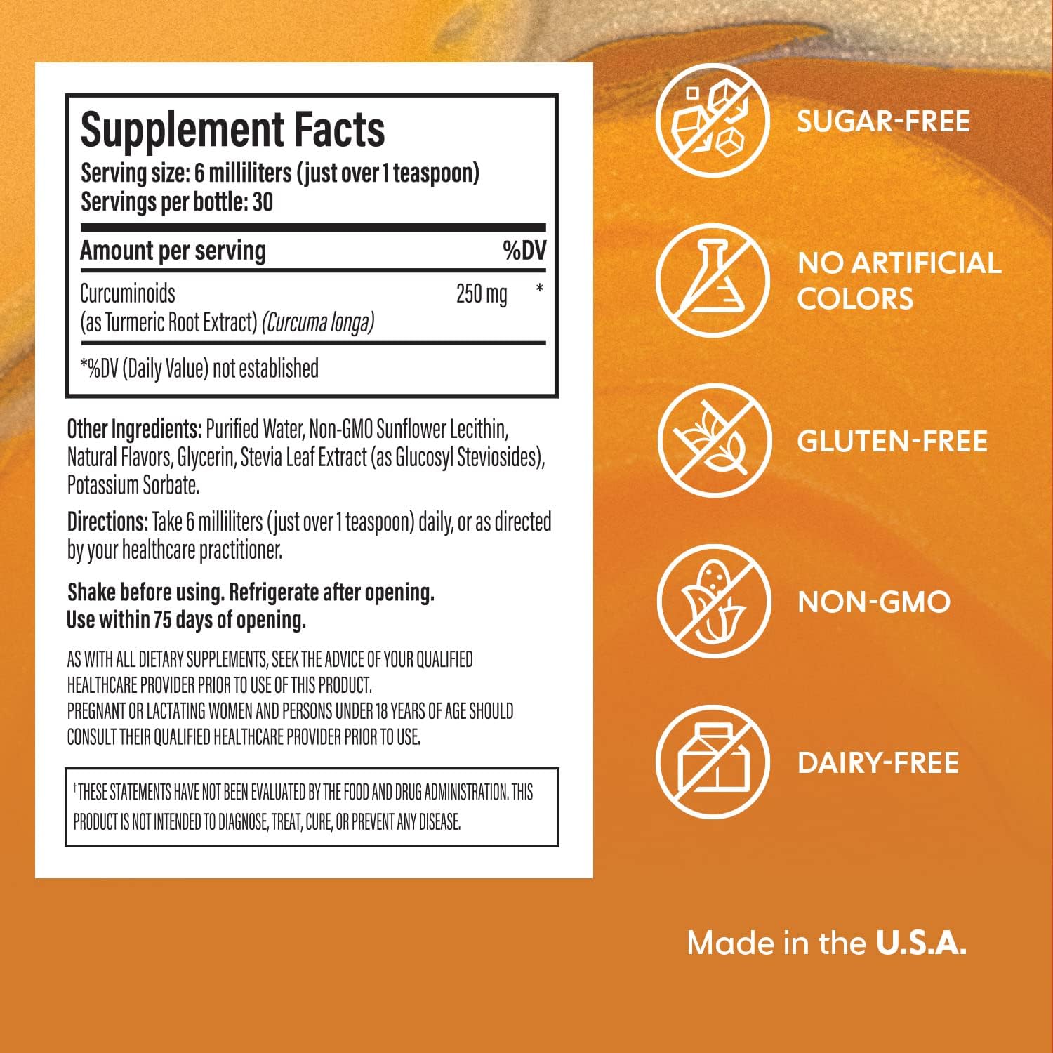 2X4 Turmeric Curcumin Supplement 250 mg, High Absorption Liposomal Liquid Vitamin for Joint and Muscle Support, Non-GMO, 30 Servings, 6 fl oz