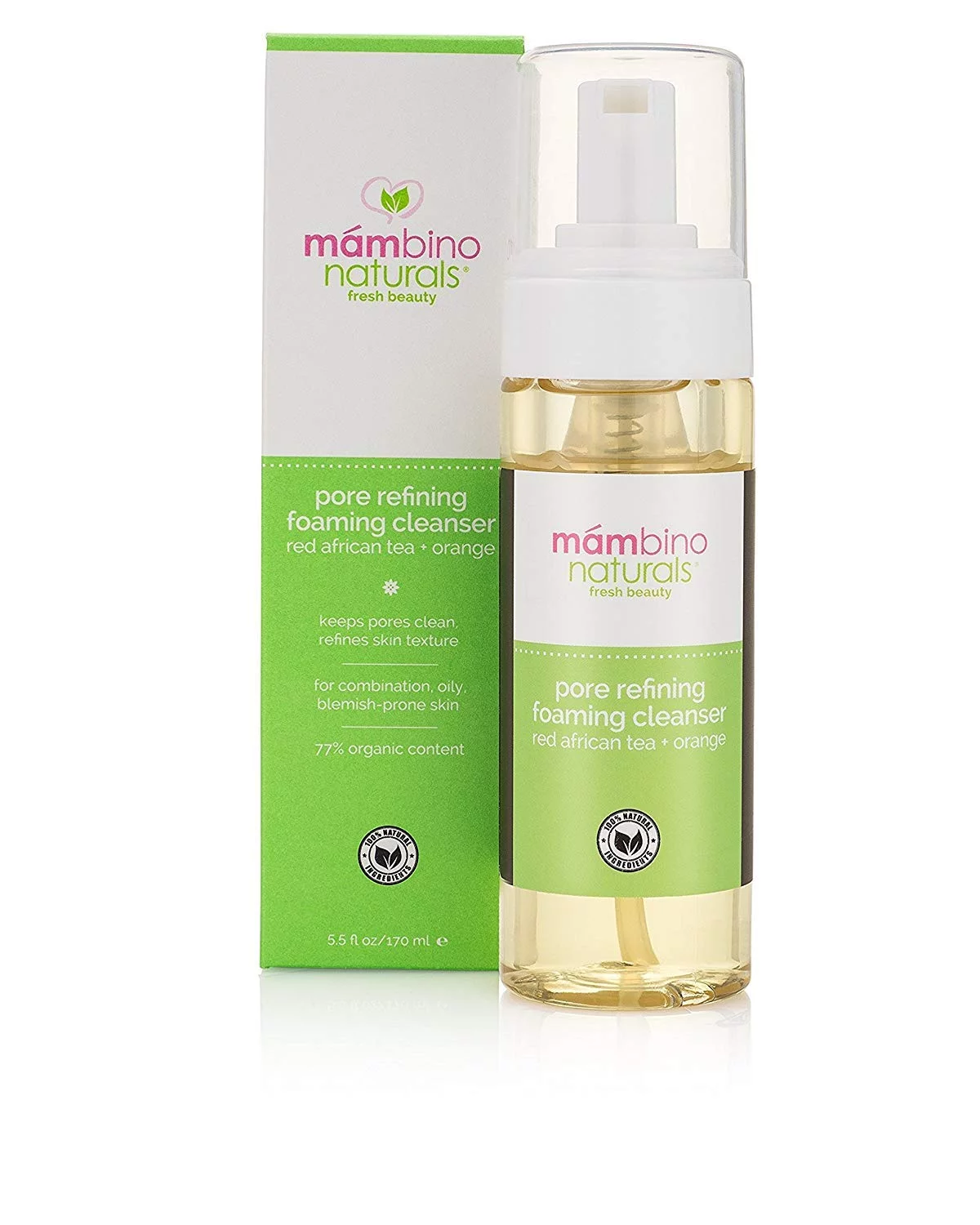 Mambino Organics Pore Refining Foaming Cleanser, Red African Tea + Orange 340ml (2 PACK)