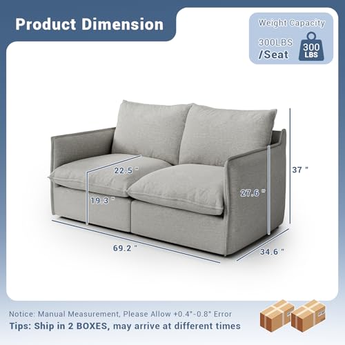 Cloud Modular Sectional Sofa, Waterproof Down Filled Sectional Sofas, High Backrest V Shaped 5 Seater Sectional Couches for Living Room, Modern Modular Couch with Removable Cover, Dark Gray