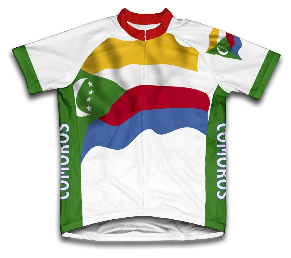 Comoros Flag Short Sleeve Cycling Jersey  for Women - Size XS