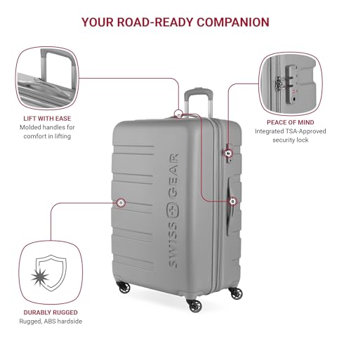 SwissGear 7366 Hardside Expandable Luggage with Spinner Wheels, White, Carry-On 19-Inch