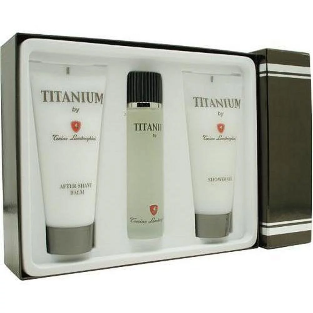 Titanium Lamborghini By Tonino Lamborghini For Men. Set-edt Spray 3.4 oz & Shower Gel 6.8 oz & Aftershave Balm 6.8 oz
