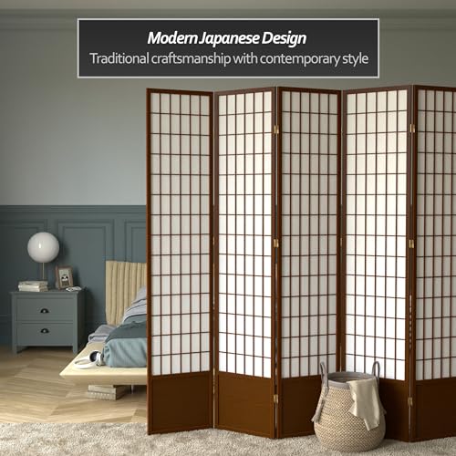 Red Lantern 7 ft. Tall Window Pane Shoji Screen-White-3 Panels Room Divider