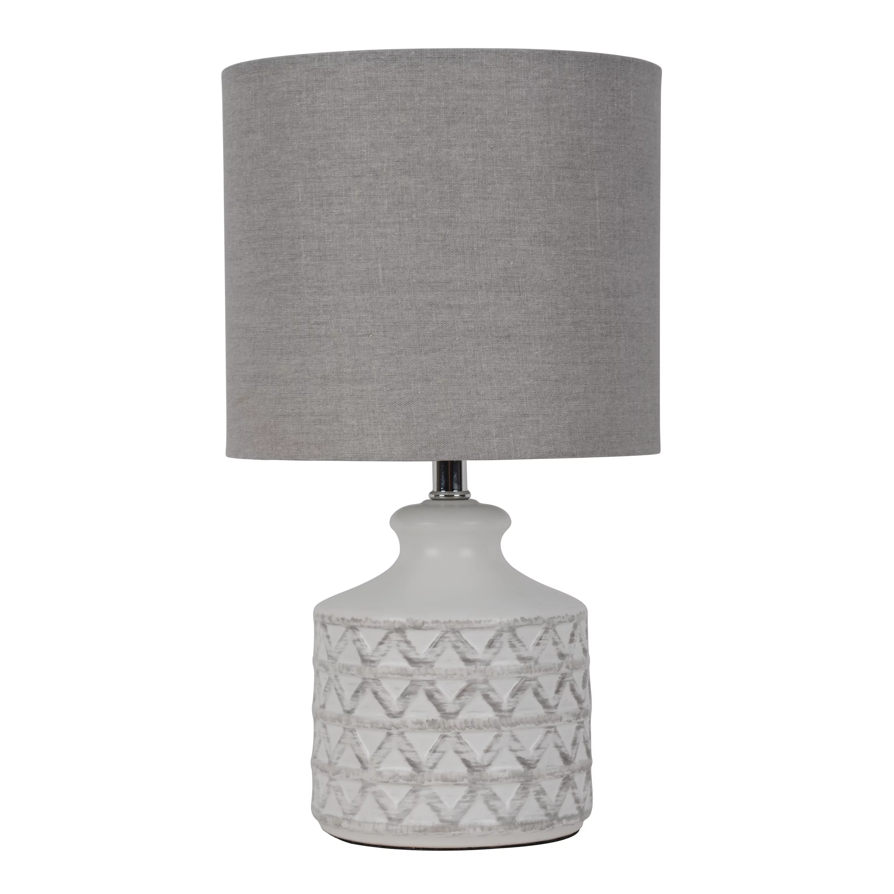 Better Homes & Gardens Diamond Weave Ceramic Table Lamp with LED Bulb, Distressed White