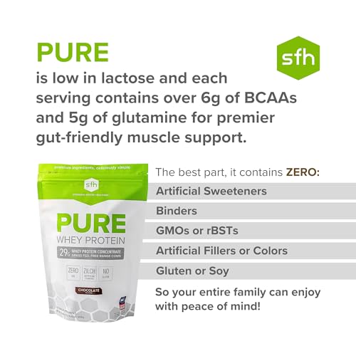 SFH Pure Whey Protein Powder Best Tasting 100% Grass Fed Whey | All Natural | 100% Non-GMO, No Artificials, Soy Free, Gluten Free