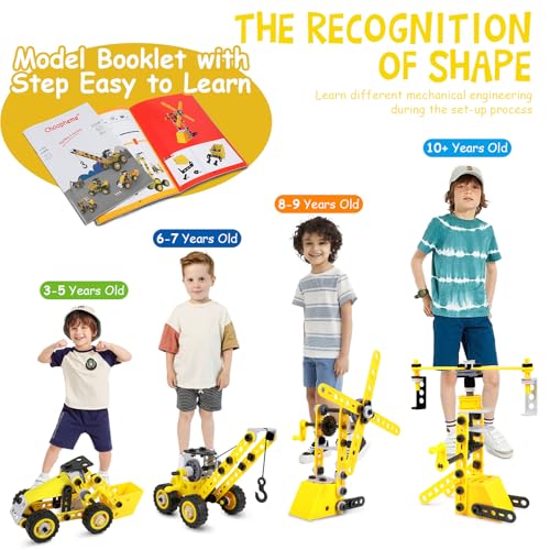 10 in 1 Stem Toys for 5 6 7 8 9+ Year Old Building Block Kit Stem Activities Projects Boy Toys Age 4-8 5-7 6-8 8-10 Creative Set Educational Engineering Excavator Construction Birthday