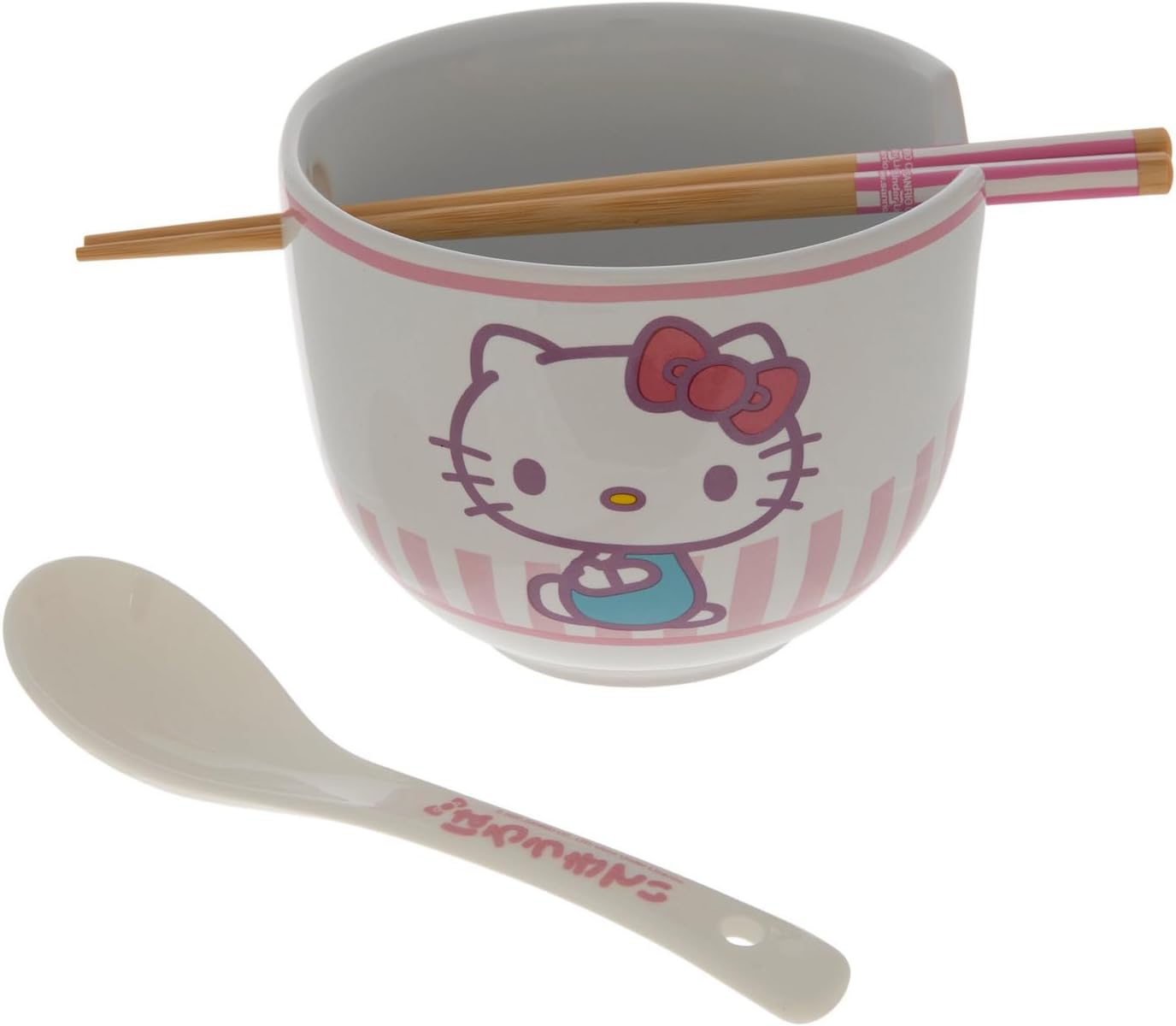 Hobby Lobby Hello Kitty Ceramic Ramen Bowl Set with Chopsticks and Spoon