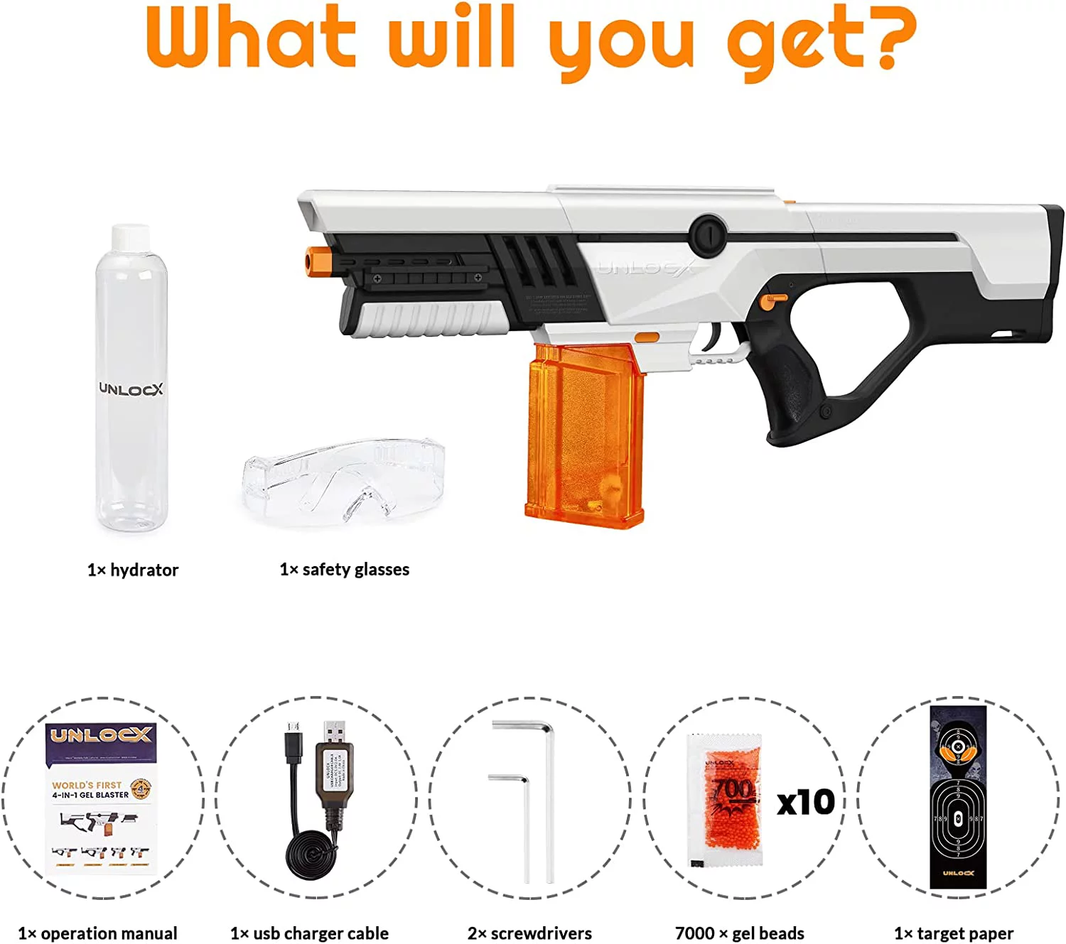 UnlocX 4 in 1 Modular Water Bead Blaster - Electric Detachable Fully Automatic