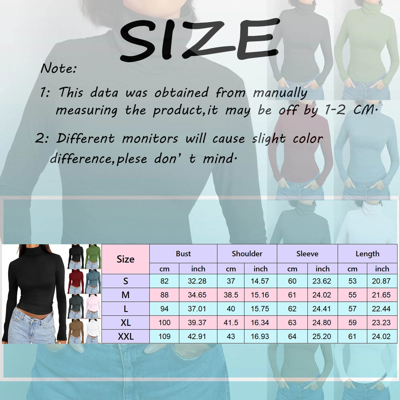 Long Sleeve Shirts for Women V Neck Womens Long Sleeve Turtleneck Crop Tops Basic Slim Fitted Going Out T Shirts Winter Clothes Z0B-Pink, S