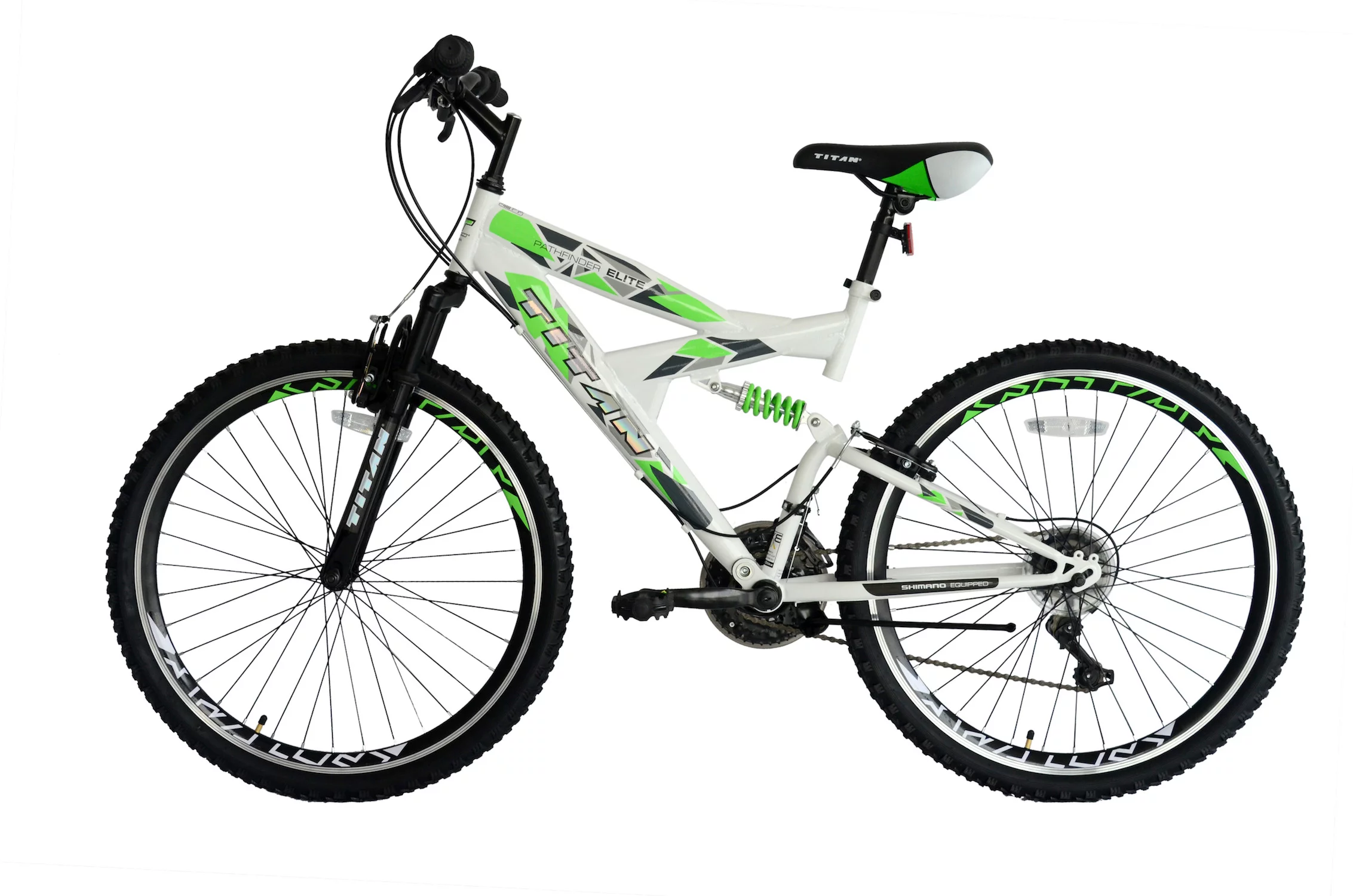 TITAN Pathfinder Elite Dual Suspension Mountain Bike, Unisex, 21-speeds, 18-Inch Frame