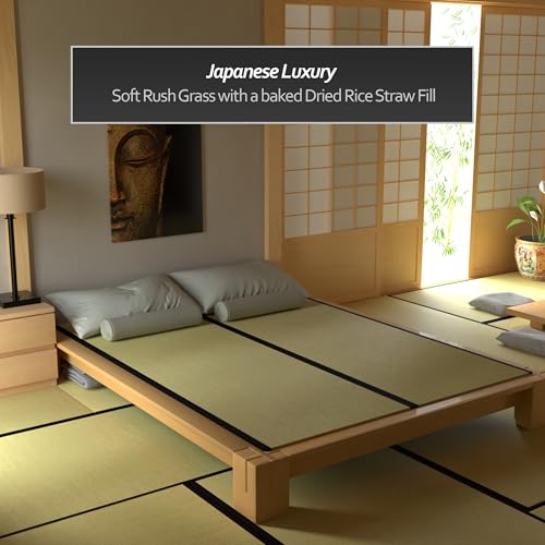 Red Lantern Half Tatami Mat, 1/2 US Queen (30 in x 80 in), Straw