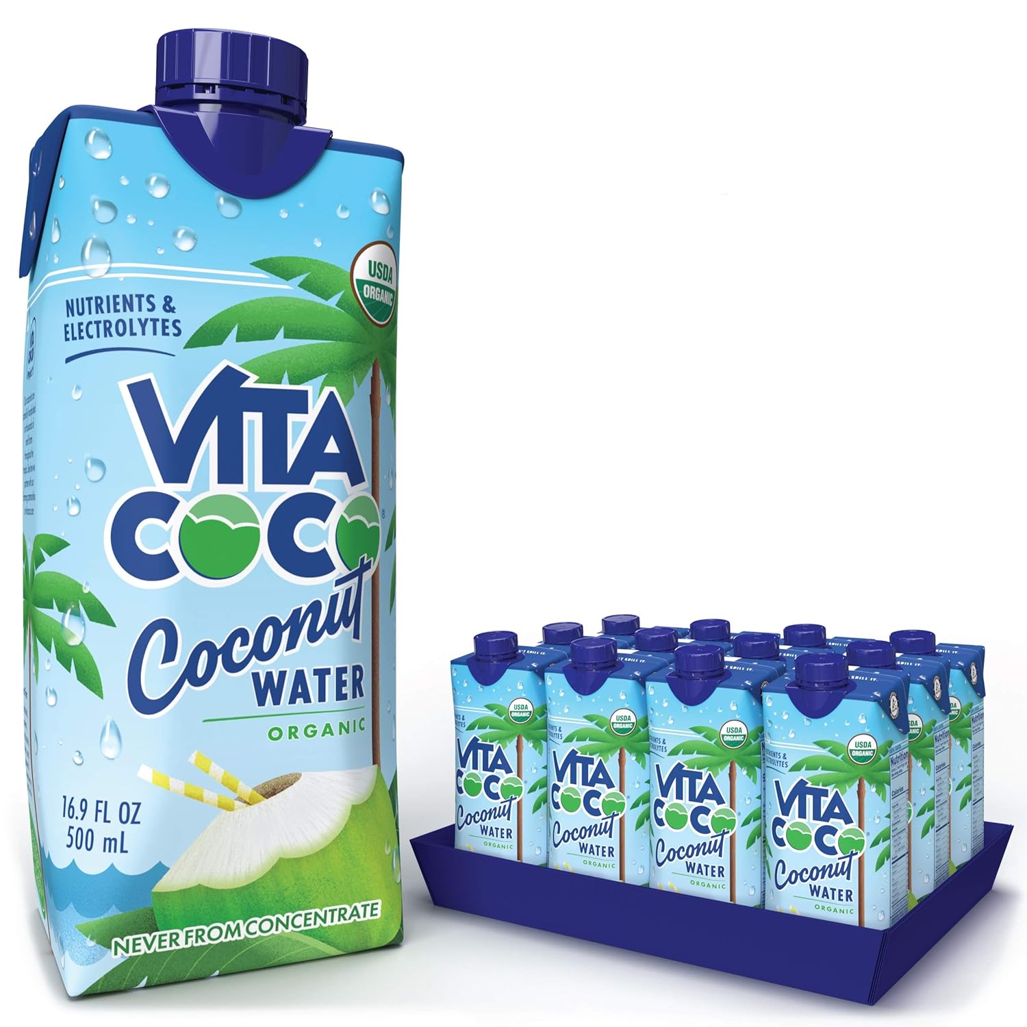 Vita Coco Coconut Water, Pure Organic | Refreshing Coconut Taste | Natural Electrolytes | Vital Nutrients (Pack of 12, 11.1 Oz and 16.9 Oz)
