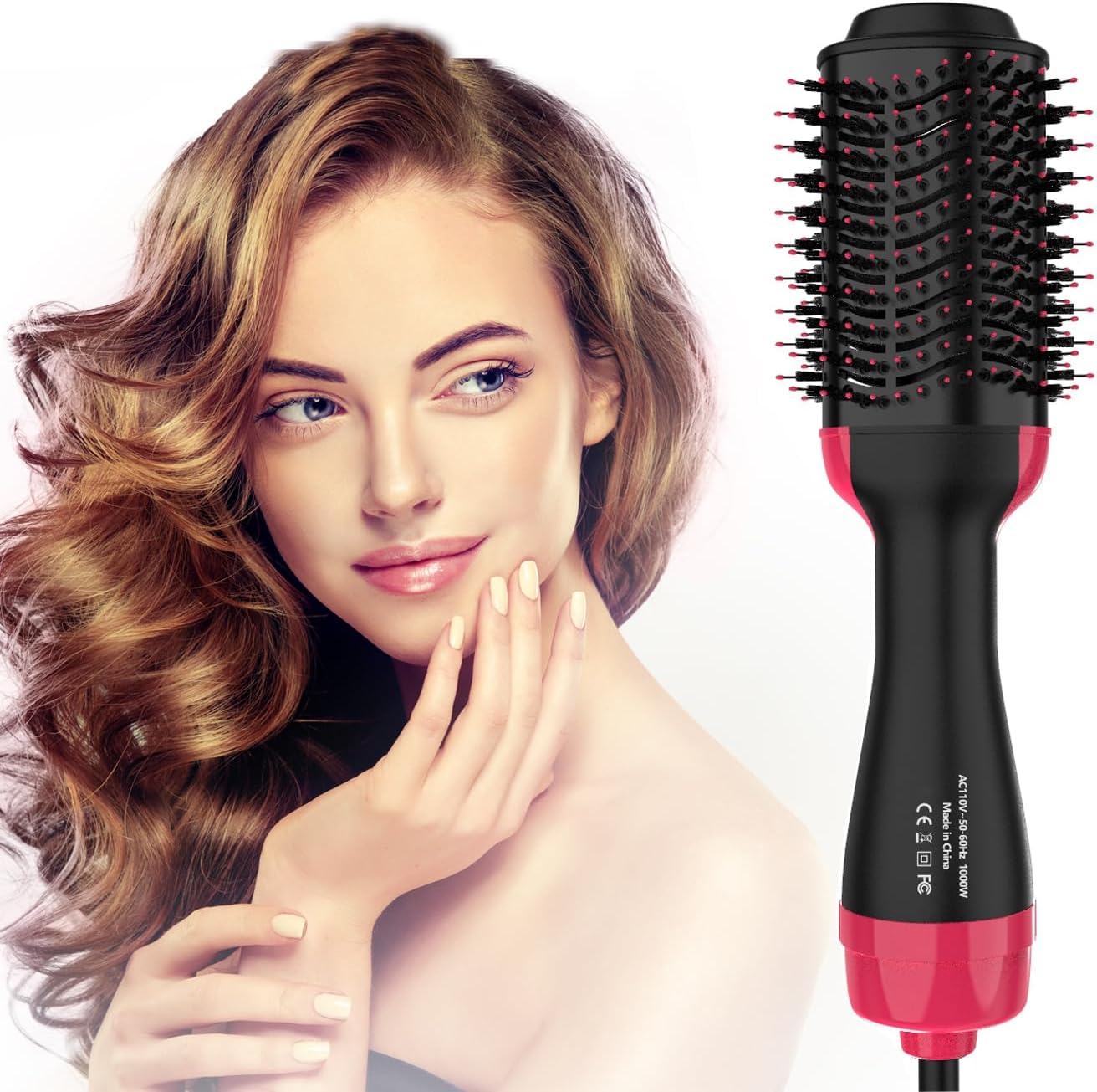 Hair Dryer Brush Blow Dryer Brush in One, Upgraded 4 in 1 Hair Dryer and Styler Volumizer with Negative Ion Anti-frizz Ceramic Titanium Barrel Hot Air Brush Hair Straightener Brush