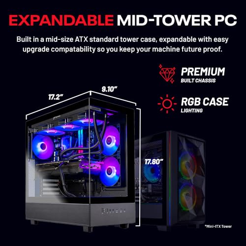 Skytech Gaming Azure 3 Desktop PC, Intel i7 14700F 2.1 GHz (5.3GHz Turbo), NVIDIA RTX 5060 Ti 16GB, 1TB Gen4 NVMe SSD, 32GB DDR5 RAM 6000 RGB, 850W Gold ATX 3 PSU, 360mm ARGB AIO, Wi-Fi, Win 11