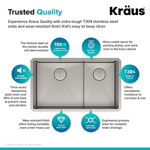 KRAUS Standart Pro 32 Inch 18-Gauge Stainless Steel Scullery Sink, 24 Gallon Freestanding Commercial Style Single Bowl Laundry & Utility Sink, KHS230-32